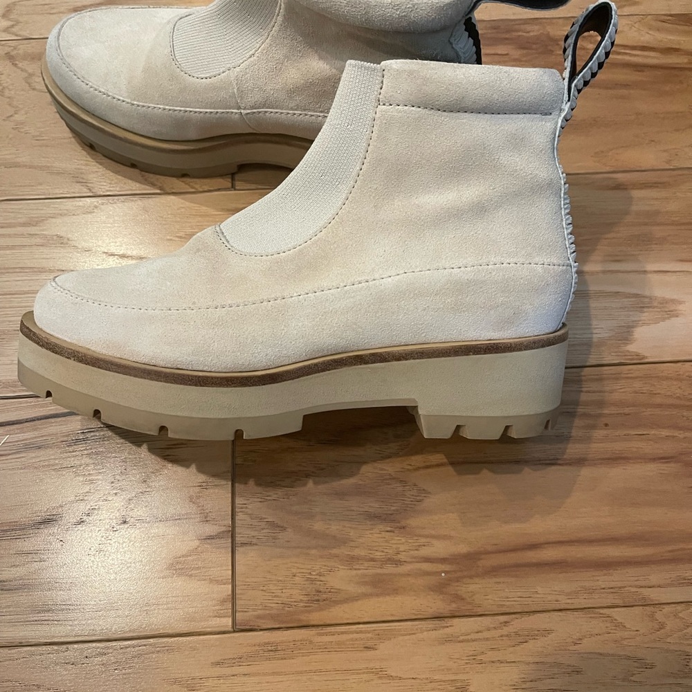 3.1 Phillip Lim Cream Suede Lug-Sole Chelsea Boots
